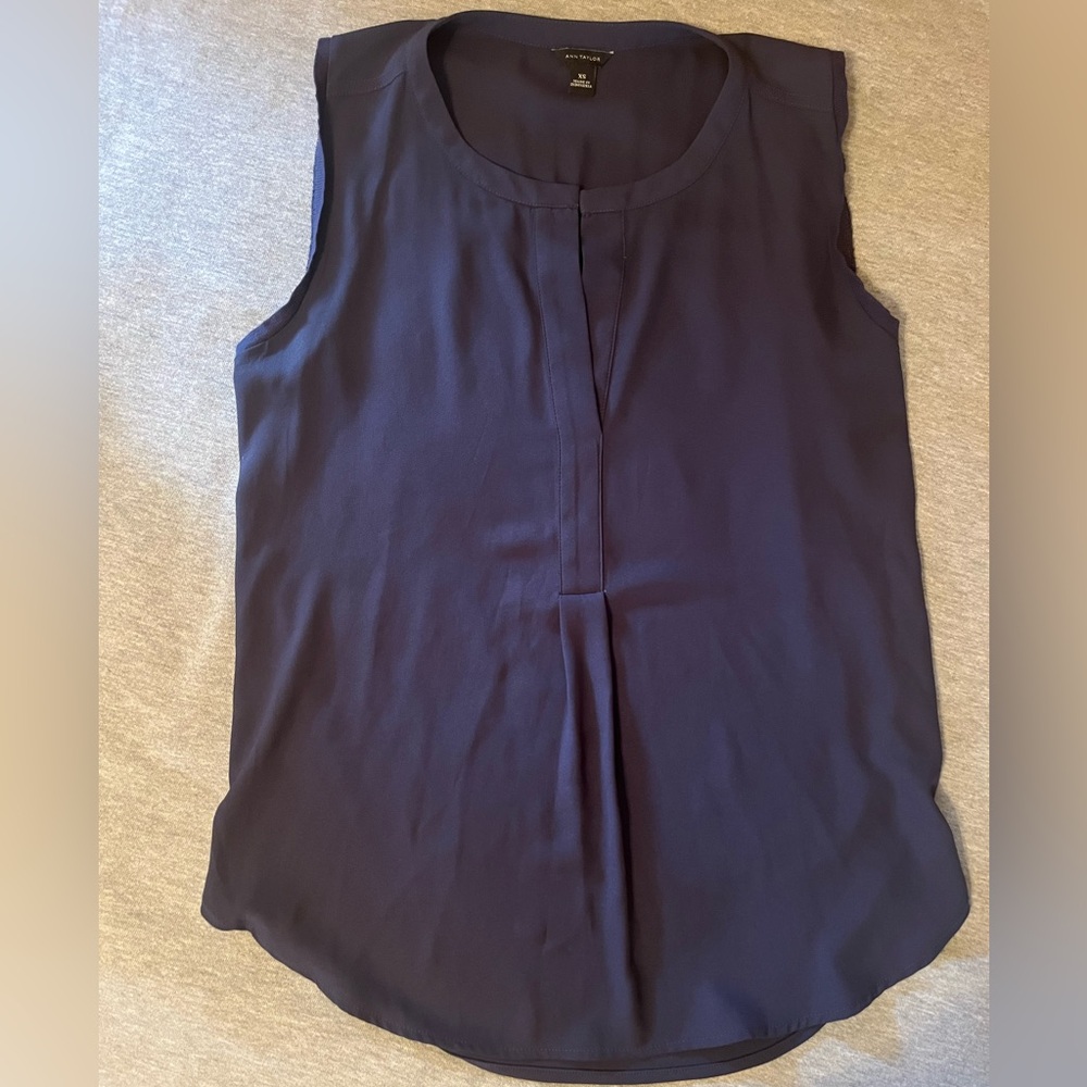 Ann Taylor Dark Blue Sleeveless Tank Top